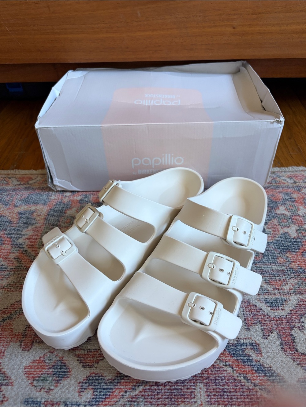 NIB Papillio/Birkenstock Florida III EVA PAP Flex Platform Sandal Eggshell - 39